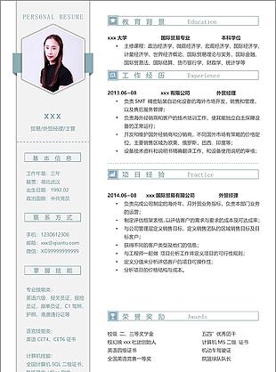 贸易外贸经理主管个人简历怎么写