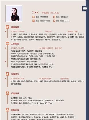 财务分析员一年经验简历范文