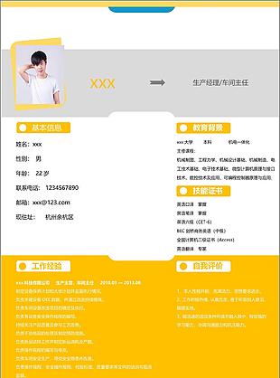 王昆生产经理车间主任个人简历模版