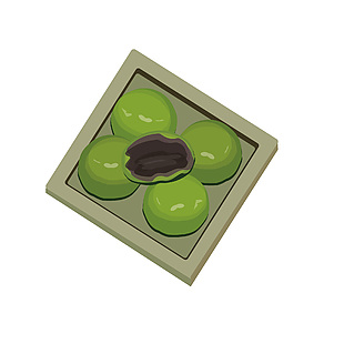 春日清明节绿色传统青团插画