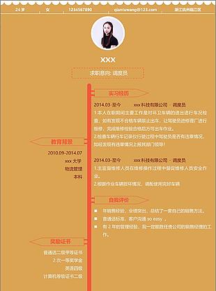 慕容玉婷调度员个人简历模板