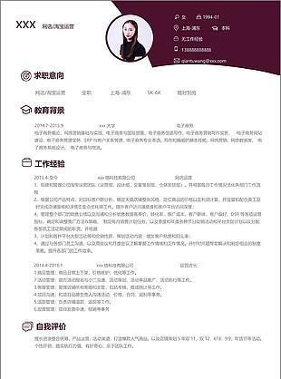 网店淘宝运营应届毕业生个人简历模板