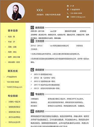 贸易外贸专员应届毕业生求职简历范文