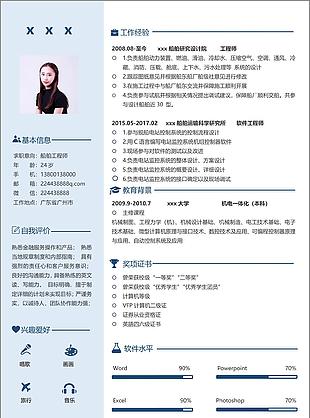 船舶工程师个人简历模板简历下载