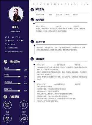 金融产品销售应届毕业生个人简历模板