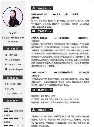 人力资源办公室主任简历排版