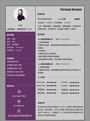 首席财务官cfo电子简历模板