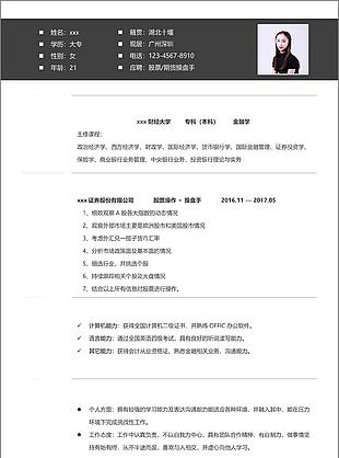 股票期货操盘手简单风简历求职表