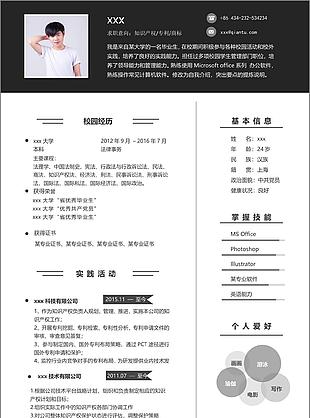 13年知识产权专利个人简历模板