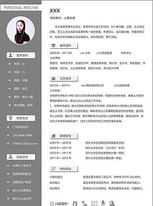 人事经理个人简历模板含工作经验