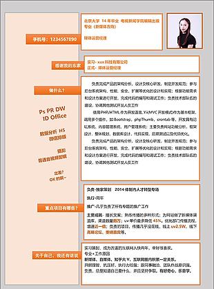 媒体运营经理求职简历范文