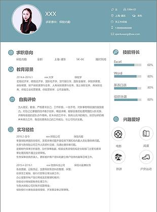 保险内勤应届毕业生个人简历模板