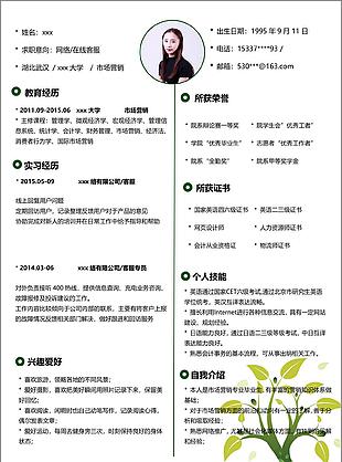 网络在线客服应届生个人简历模板