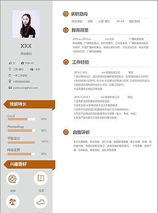 网站策划个人简历模板