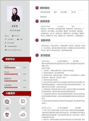 审计专员助理应届毕业生个人简历模板