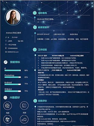 简约蓝色开发工程师岗位求职简历