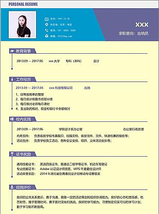 出纳员应届生求职个人简历范文模板