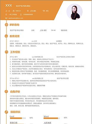 知识产权专利商标个人简历模板