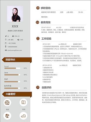 数据库工程师管理员个人简历模板