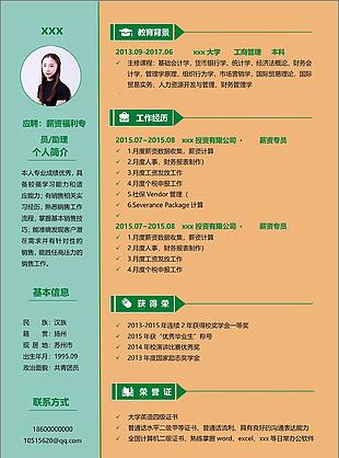 薪资福利专员应届毕业生求职简历