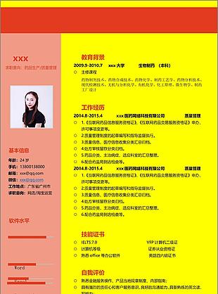 一年经验药品生产质量管理应聘简历