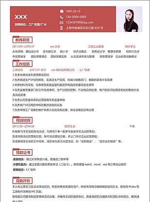 工厂经理厂长简历样本