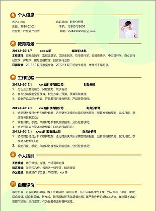 财务分析员简历表格范文可修改