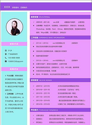 后期制作个人简历表格范文可修改