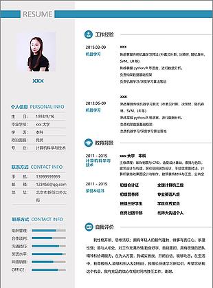 机器学习个人简历模板