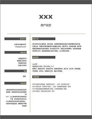 用户运营个人简历模板