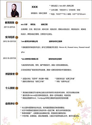 材料工程师个人简历模板