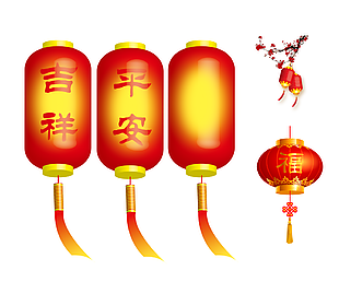 吉祥平安红色中国风主题灯笼