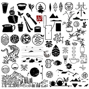 中国风简约手绘茶文化主题创意图案