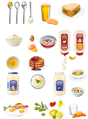 手绘卡通西餐糕点厨房用品物料合集
