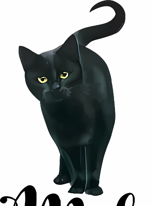 简约手绘印花黑色小猫图案
