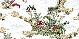 茂盛植被热带风景插画