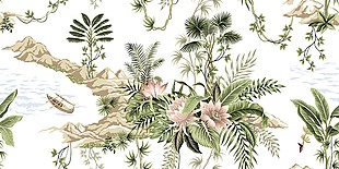 浪漫唯美热带风景插画