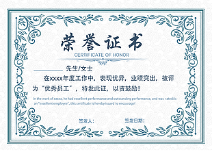 简约纹理质感个人荣誉证书