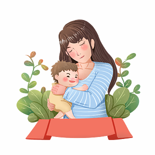 女性母婴手绘卡通人物插画