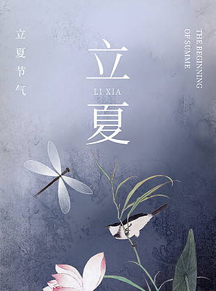 唯美禅意中国风立夏节气海报