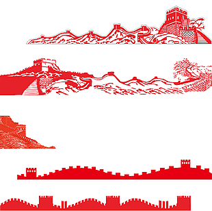 简约大气红色长城主题图案