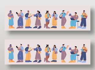 扁平风国际人物交流创意卡通插画