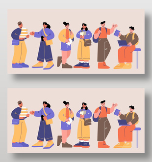 简约创意人物社交活动主题卡通插画