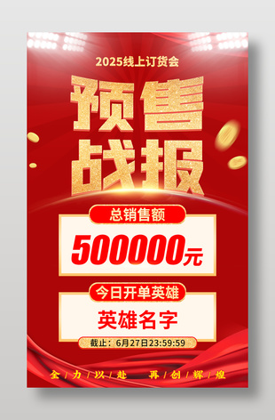 企业销售额战报喜报红色喜庆宣传海报