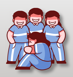 反校园暴力卡通手绘人物插画
