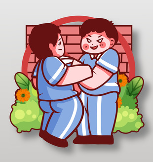 反对校园暴力扁平化风格插画