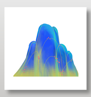 简约蓝色山峰渐变插画元素