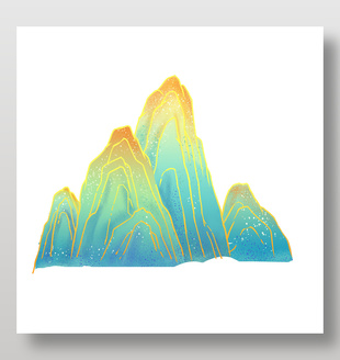 渐变色彩立体抽象山峰插画