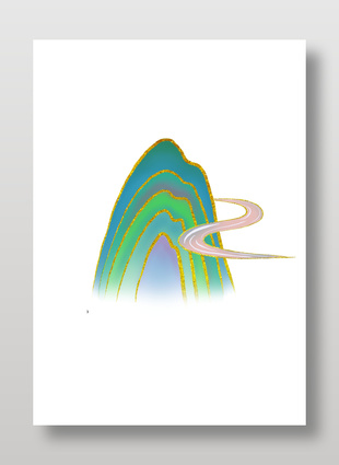 渐变色彩立体山峰素材插画