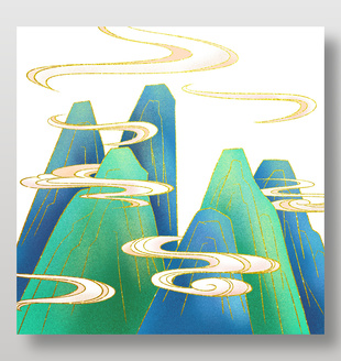 国风山峦线条插画元素